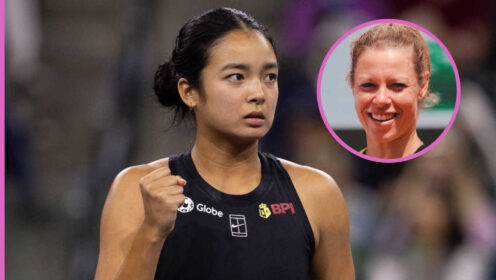 Pictured: Alex Eala with inset of Laura Siegemund