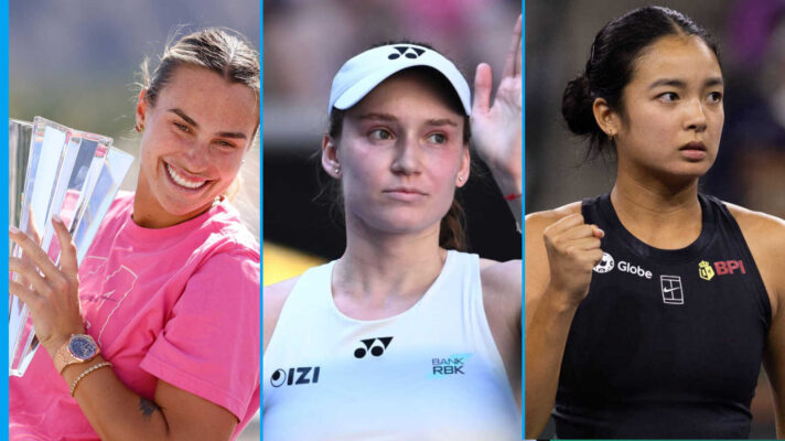 Pictured: Aryna Sabalenka, Elena Rybakina and Alex Eala