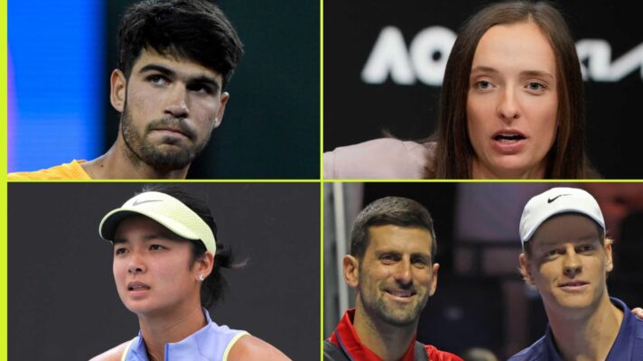 Carlos Alcaraz, Iga Swiatek, Alex Eala Novak Djokovic and Jannik Sinner
