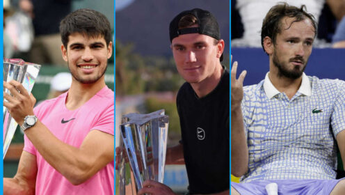 Pictured: Carlos Alcaraz, Jack Draper and Daniil Medvedev