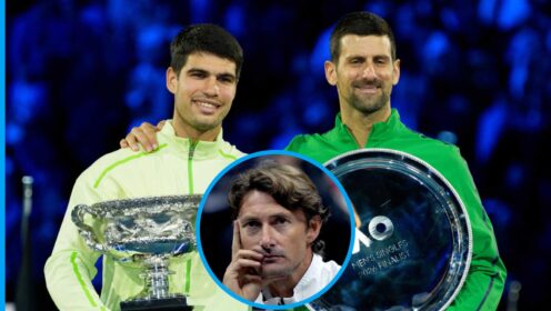 Carlos Alcaraz, Novak Djokovic and Juan Carlos Ferrero