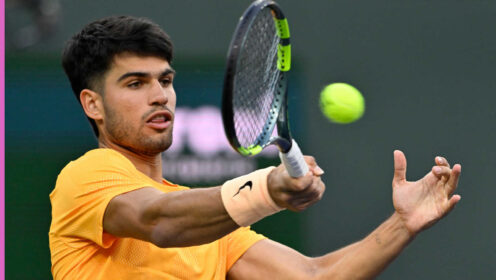 Pictured: Carlos Alcaraz in action