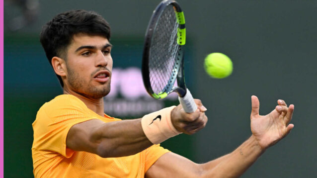 Pictured: Carlos Alcaraz in action