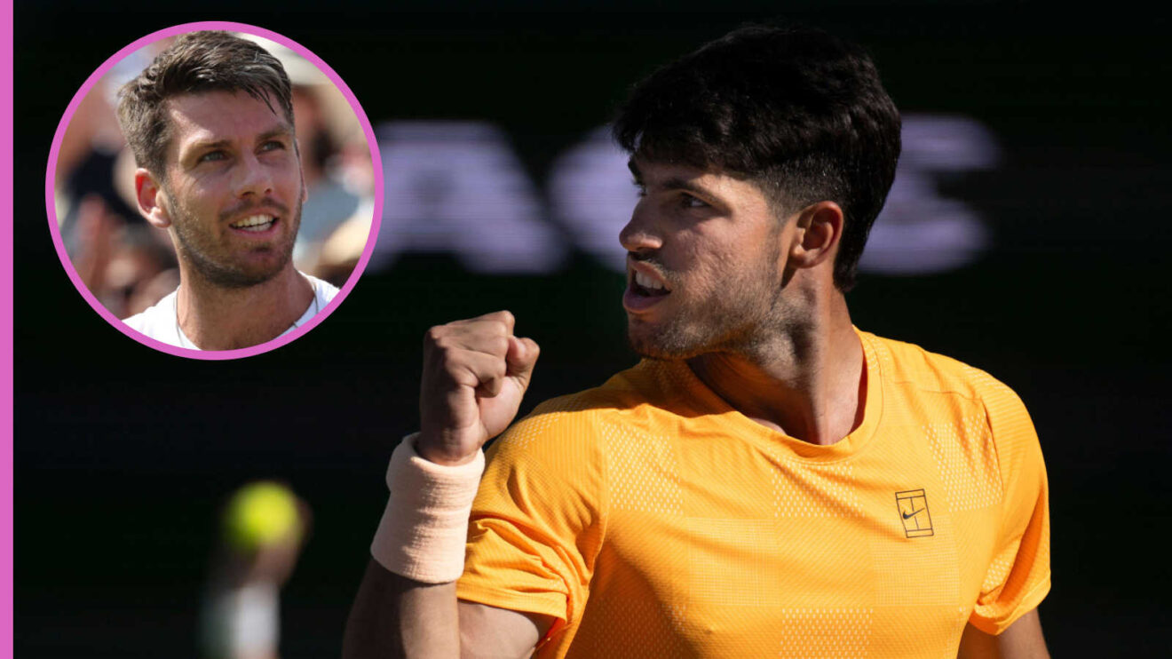Pictured: Carlos Alcaraz with inset of Cameron Norrie