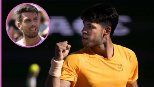 Pictured: Carlos Alcaraz with inset of Cameron Norrie