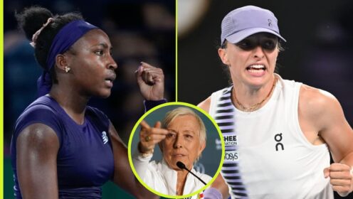 Coco Gauff and Iga Swiatek with Martina Navratilova