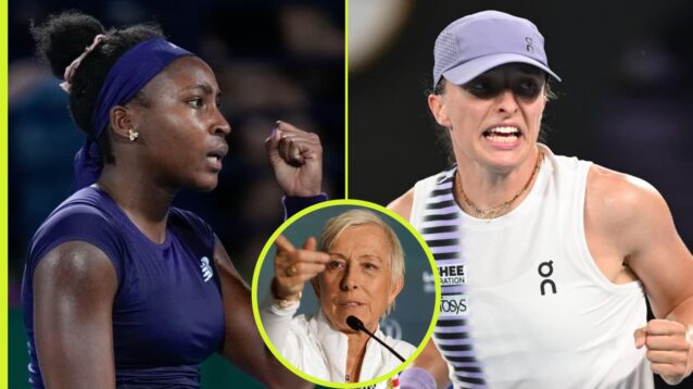 Coco Gauff and Iga Swiatek with Martina Navratilova