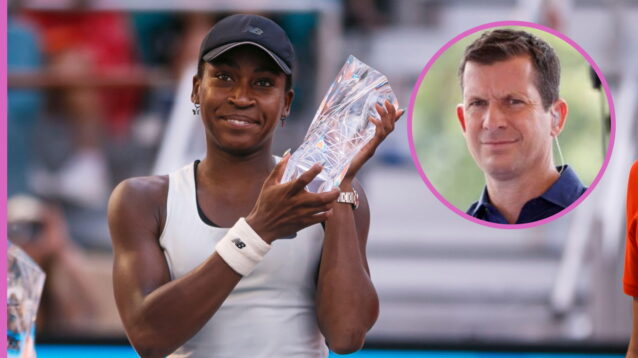 Pictured: Coco Gauff and Tim Henman.