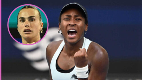 Pictured: Coco Gauff with inset of Aryna Sabalenka