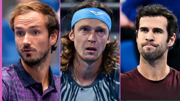 Pictured: Daniil Medvedev, Andrey Rublev and Karen Khachanov
