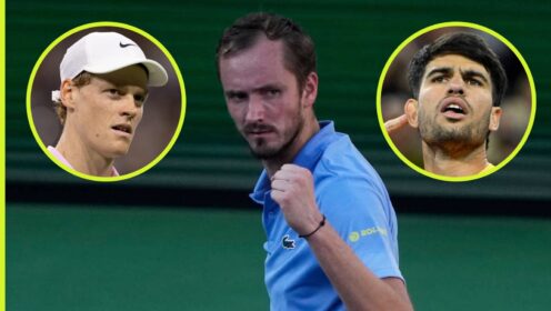 Daniil Medvedev, Jannik Sinner and Carlos Alcaraz