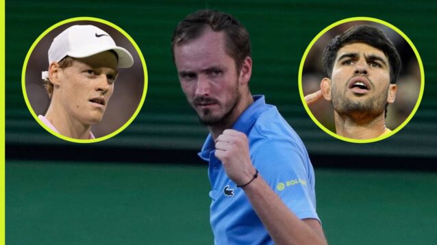 Daniil Medvedev, Jannik Sinner and Carlos Alcaraz