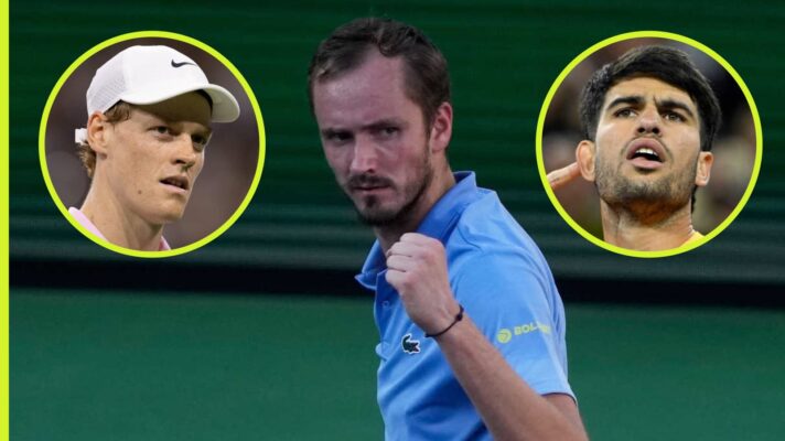 Daniil Medvedev, Jannik Sinner and Carlos Alcaraz