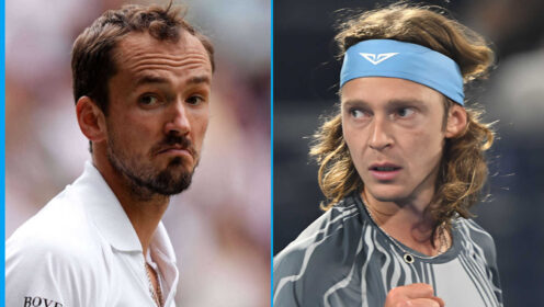 Pictured: Daniil Medvedev and Andrey Rublev