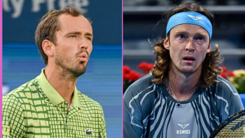 Pictured: Daniil Medvedev and Andrey Rublev