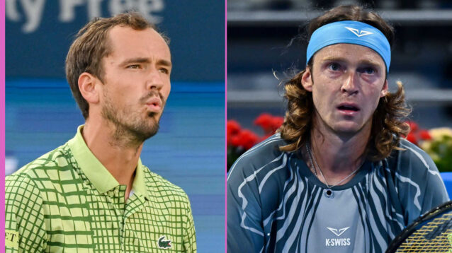Pictured: Daniil Medvedev and Andrey Rublev