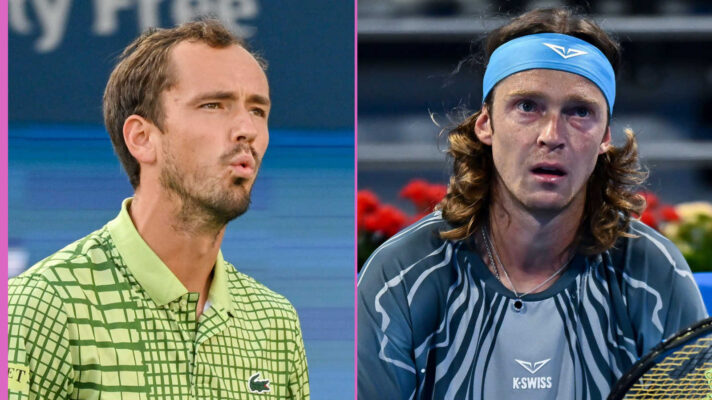 Pictured: Daniil Medvedev and Andrey Rublev