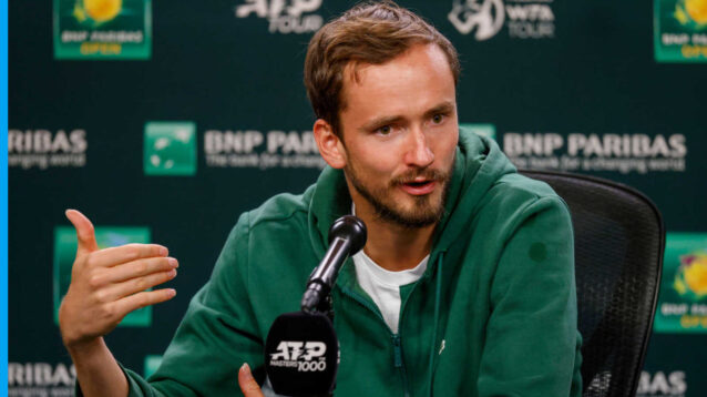 Pictured: Daniil Medvedev during a press conference