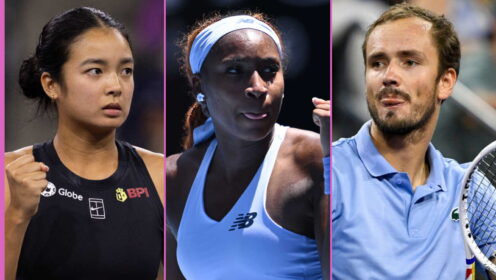 Pictured L-R: Alex Eala, Coco Gauff, and Daniil Medvedev.
