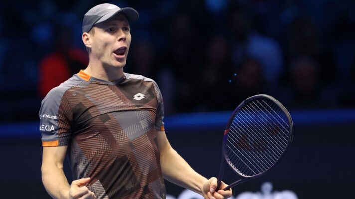 Pictured: Harri Heliovaara celebrates during a match.