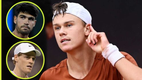 Holger Rune, Carlos Alcaraz and Jannik Sinner