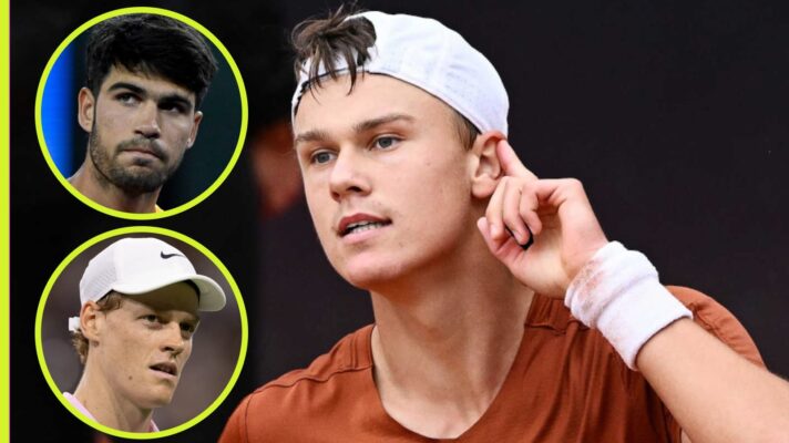 Holger Rune, Carlos Alcaraz and Jannik Sinner