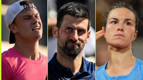 Holger Rune, Novak Djokovic and Lois Boisson