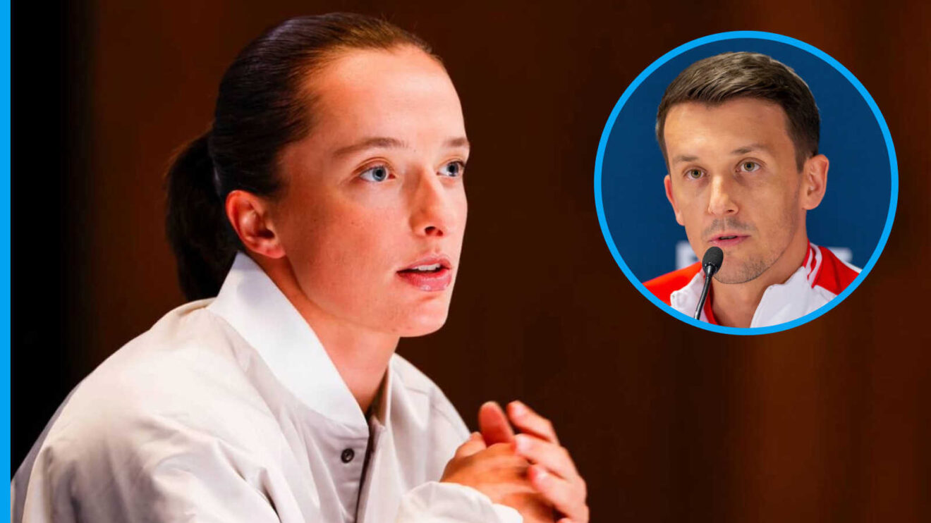 Pictured: Iga Swiatek with inset of Dawid Celt