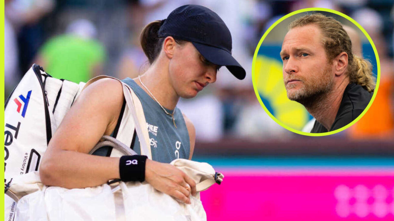 Pictured: Iga Swiatek with inset of Dmitry Tursunov