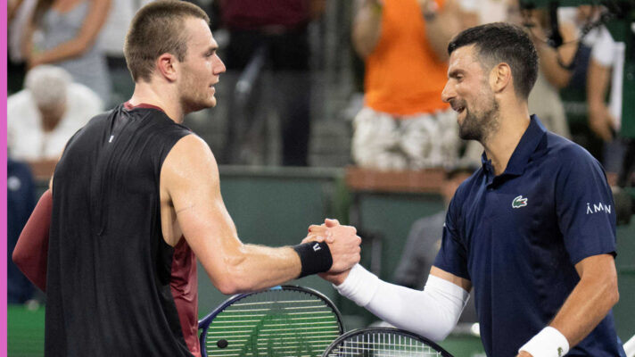 Pictured: Jack Draper and Novak Djokovic after their match