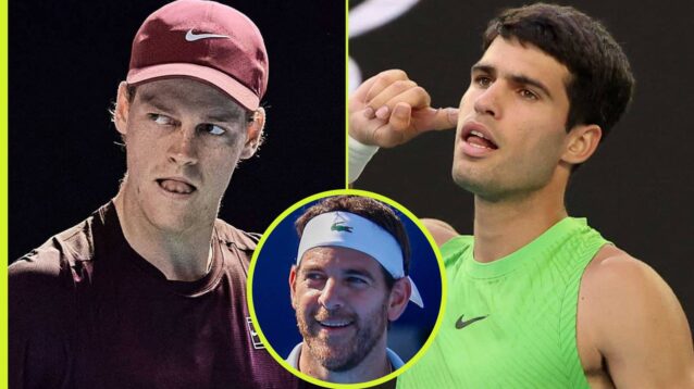 Jannik Sinner, Carlos Alcaraz and Juan Martin del Potro