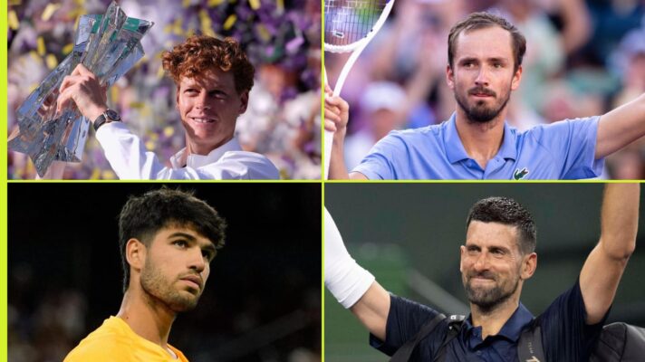 Jannik Sinner, Daniil Medvedev, Carlos Alcaraz and Novak Djokovic