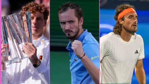 Pictured: Jannik Sinner, Daniil Medvedev and Stefanos Tsitsipas