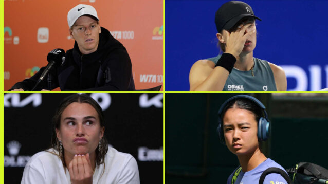 Pictured: Jannik Sinner, Iga Swiatek, Aryna Sabalenka and Alex Eala