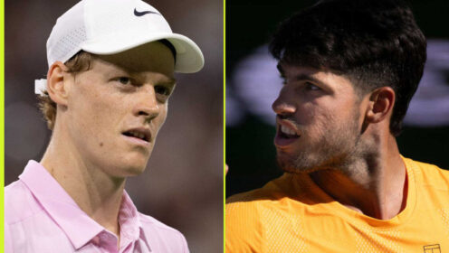 Pictured: Jannik Sinner and Carlos Alcaraz