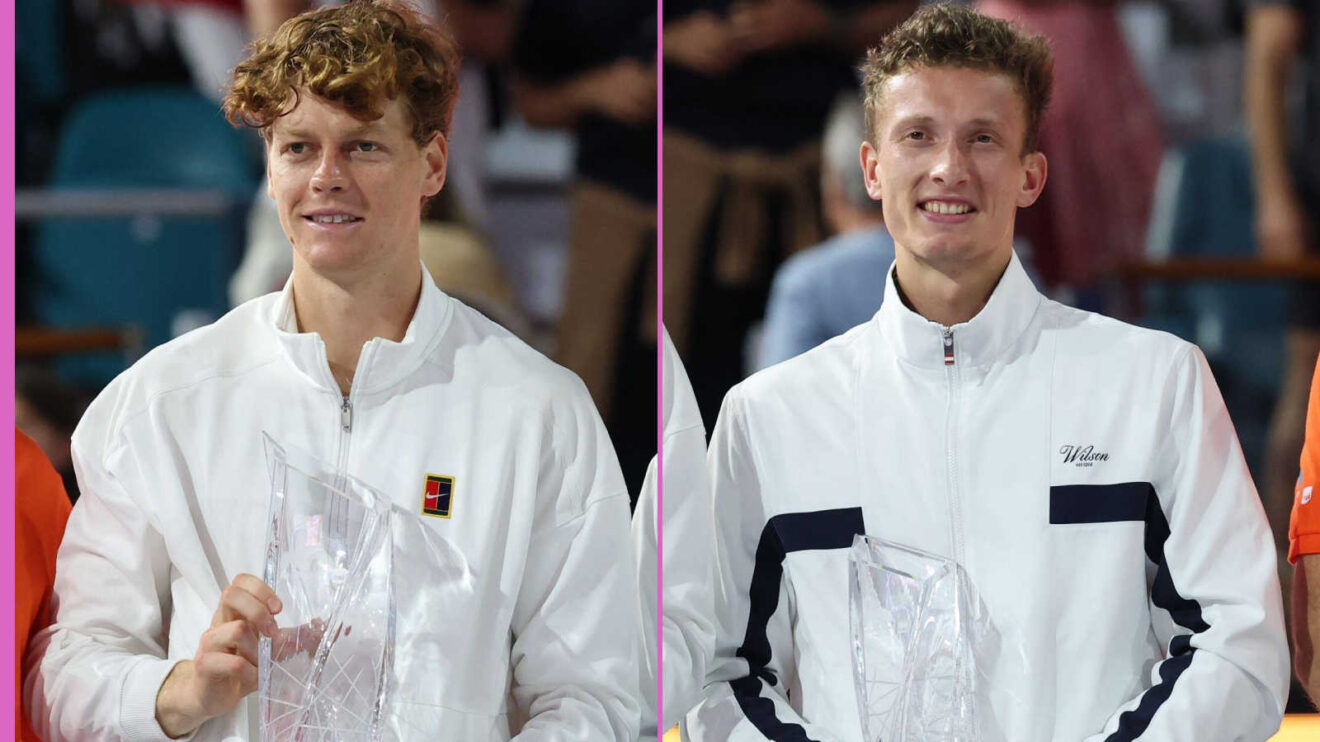 Pictured: Jannik Sinner and Jiri Lehecka after Miami Open