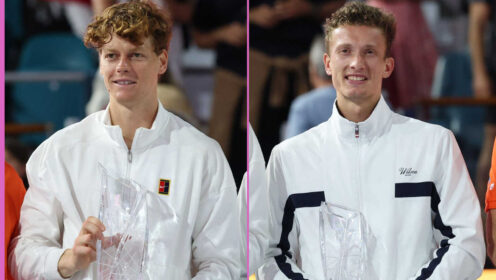 Pictured: Jannik Sinner and Jiri Lehecka after Miami Open