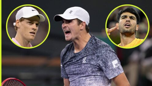 Joao Fonseca, Jannik Sinner and Carlos Alcaraz