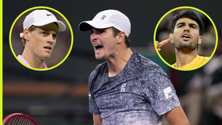 Joao Fonseca, Jannik Sinner and Carlos Alcaraz