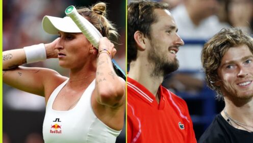 Marketa Vondrousova, Daniil Medvedev and Andrey Rublev