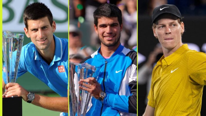 Novak Djokovic, Carlos Alcaraz and Jannik Sinner