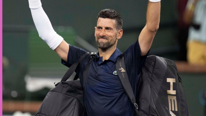 Pictured: Novak Djokovic waves to the crowd.