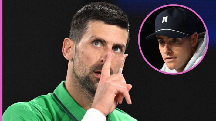 Pictured: Novak Djokovic and John Isner.