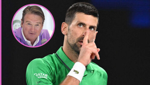 Pictured: Novak Djokovic with inset of Jimmy Connors