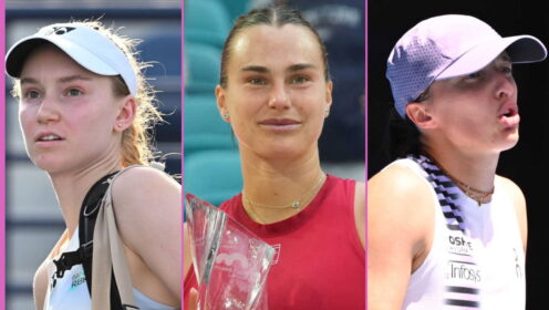 Pictured L-R: Elena Rybakina, Aryna Sabalenka, and Iga Swiatek.