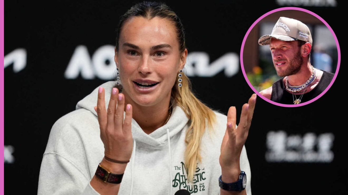 Pictured: Aryna Sabalenka and her fiance, Georgios Frangulis.