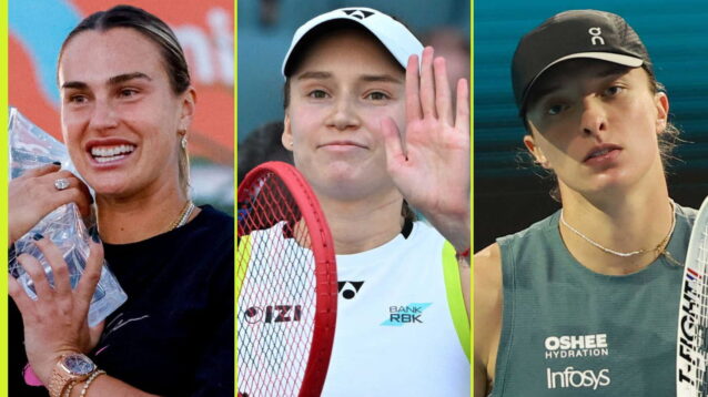 Pictured L-R: Aryna Sabalenka, Elena Rybakina, and Iga Swiatek.