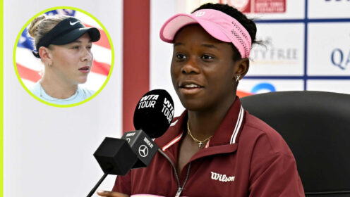 Pictured: Victoria Mboko with inset of Amanda Anisimova