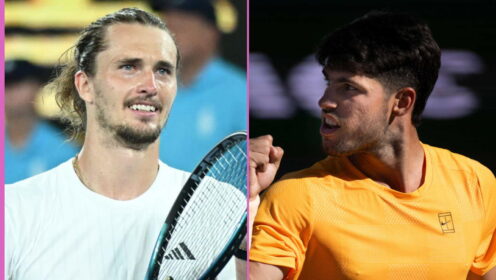 Pictured L-R: Alexander Zverev and Carlos Alcaraz.