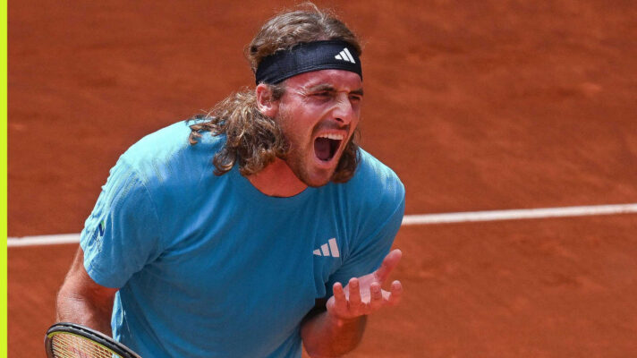 Pictured: A frustrated Stefanos Tsitsipas